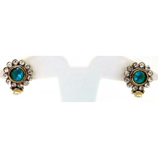 Gold Oxidized Women Earring Stud Jewelry PushBack Classy Gift Rhinestones Bead 1